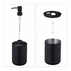 Relaxdays 4-tlg. Badezimmer Set schwarz -Badaccessoires Verkäufe d41fff381deb42809b2fe000337badf0