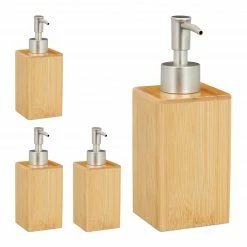 Relaxdays 4 x Seifenspender Bambus