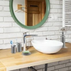 Relaxdays 5-tlg. Badezimmer Set matt -Badaccessoires Verkäufe e349c5a3fa32415c93998975d612a947