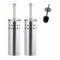 Relaxdays 2 x WC Garnitur aus Edelstahl rund