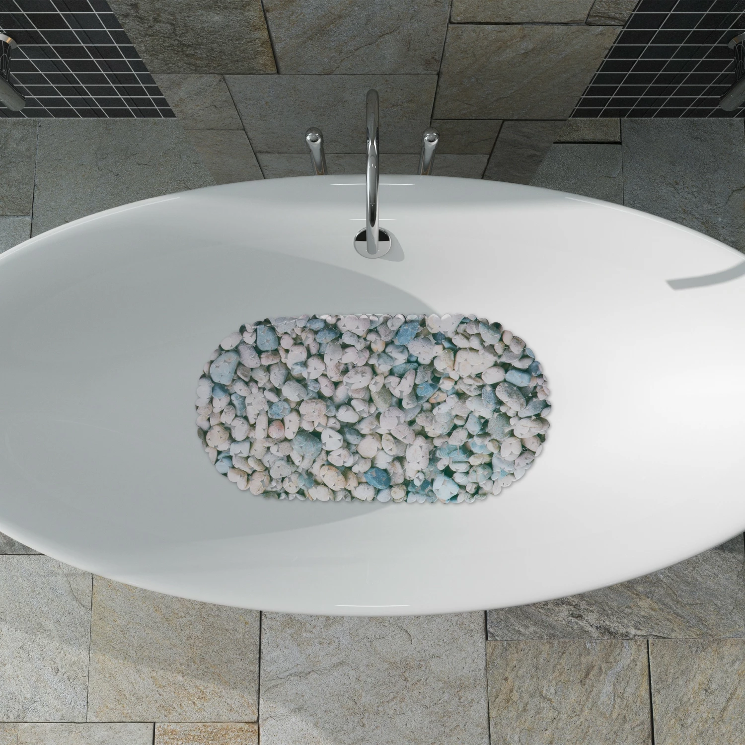 Relaxdays Badewannenmatte Steinoptik - Anthrazit 4 Relaxdays Badewannenmatte Steinoptik - Anthrazit – Bild 2