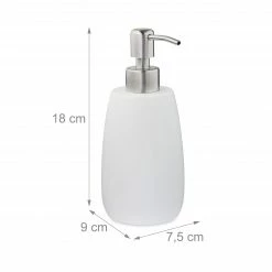 Relaxdays Seifenspender Edelstahlpumpe klassisch - Weiß - Silber -Badaccessoires Verkäufe f6d737bbc67c4694838d68a10251a746