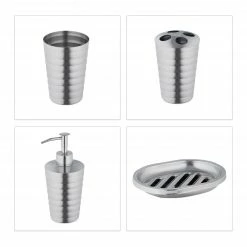 Relaxdays 4-tlg. Badezimmer Set Edelstahl poliert -Badaccessoires Verkäufe f743f5651e204c31bb868144fa5889dc