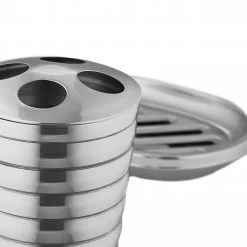 Relaxdays 4-tlg. Badezimmer Set Edelstahl poliert -Badaccessoires Verkäufe fb5c43539f6b49b5b39fc185a06fcd90