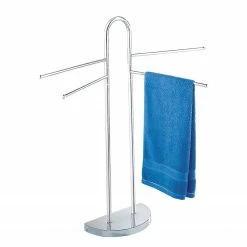 WENKO Handtuch- & Kleiderständer - halber Fuß, 4 schwenkbare Arme - Chrom