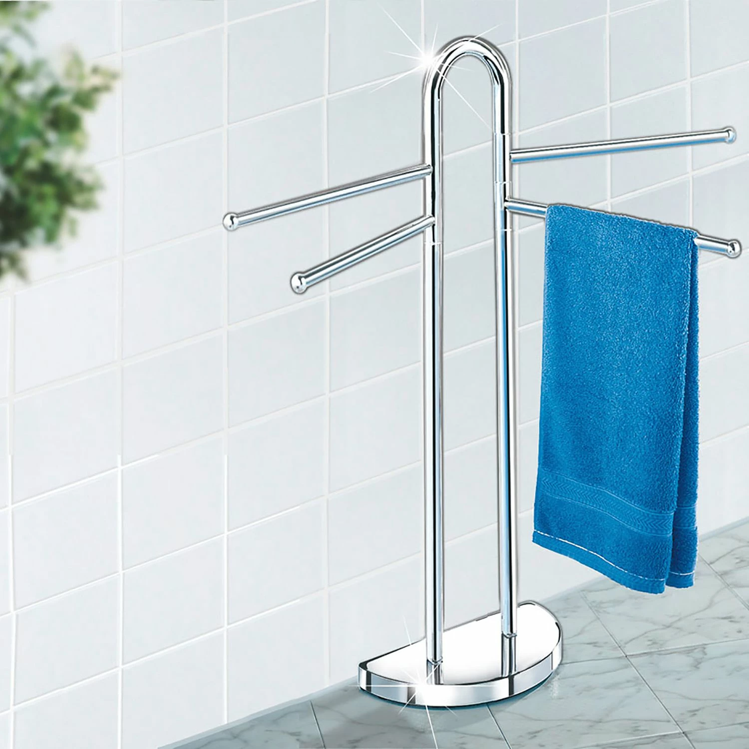 WENKO Handtuch- & Kleiderständer - halber Fuß, 4 schwenkbare Arme - Chrom 4 WENKO Handtuch- & Kleiderständer - halber Fuß, 4 schwenkbare Arme - Chrom – Bild 2