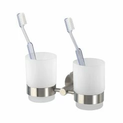 WENKO Zahnputzbecher Duo Bosio (2er-Set) - Edelstahl