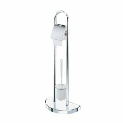 WENKO WC-Garnitur - platzsparend - chrom